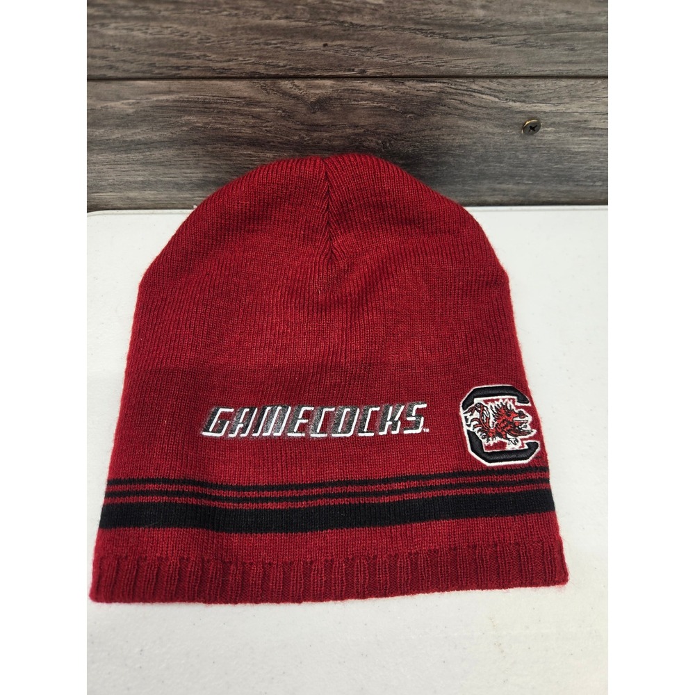 South Carolina Gamecocks Beanie Hat NCAA Garnet Red Black Knit Cap Mens USC Logo